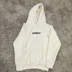 Cream Pullover Hoodie with DANDY Print and Ribbed Cuffs